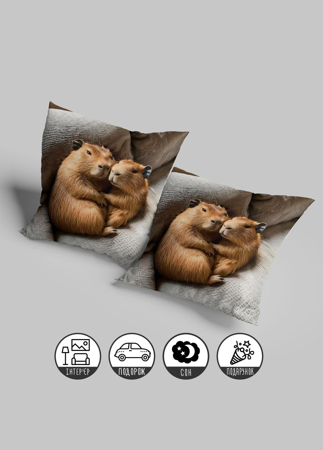 Подушка плюшева смішна з приколом з Капібараю від 45 х 45 см 13068 WONKEY (330621233)