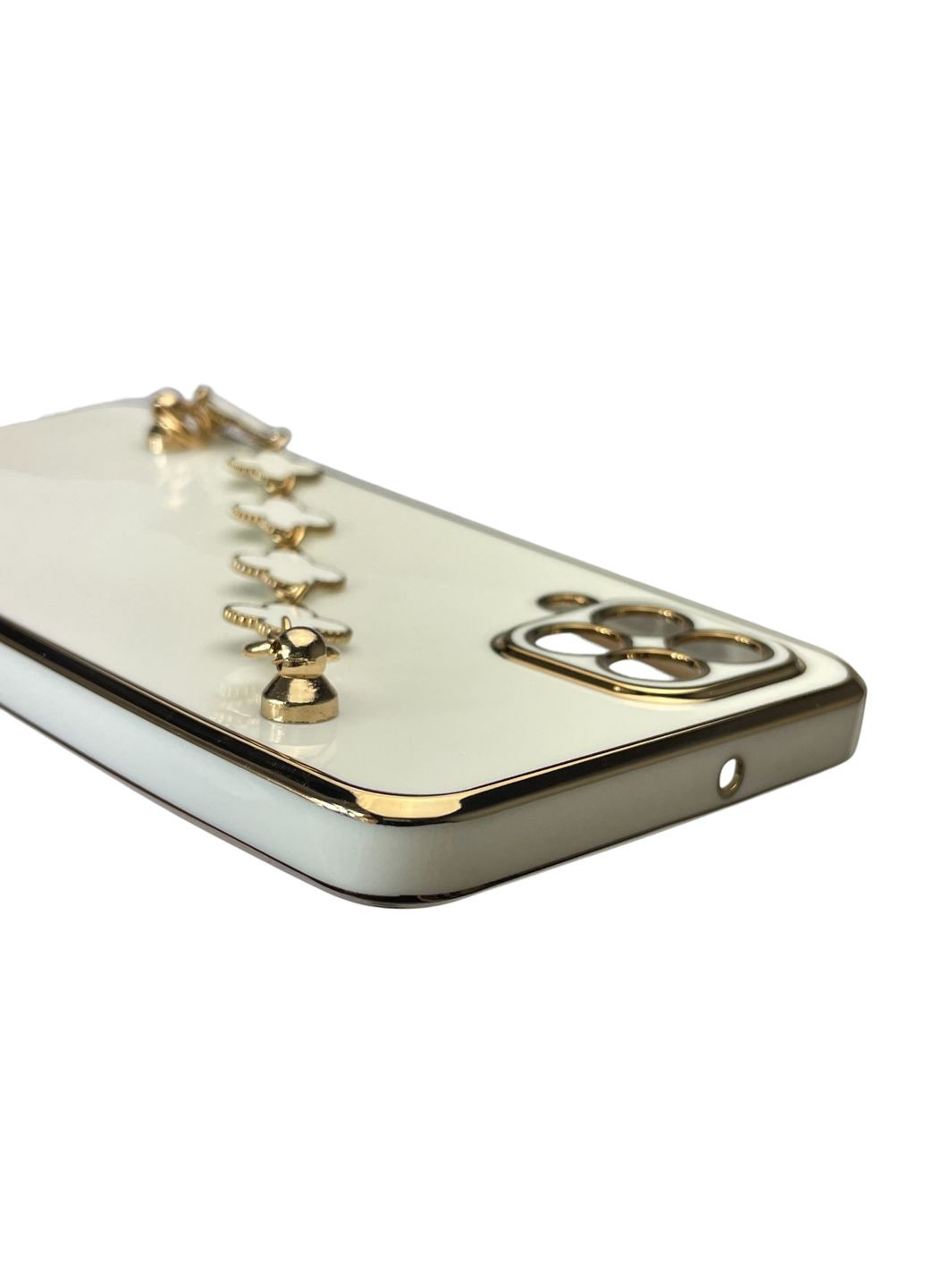 Чехол для телефона Galaxy M32 4G (SM-M325F) женский с ремешком с украшениями и золотой окантовкой на M32 белый gs1 Samsung (366230828)