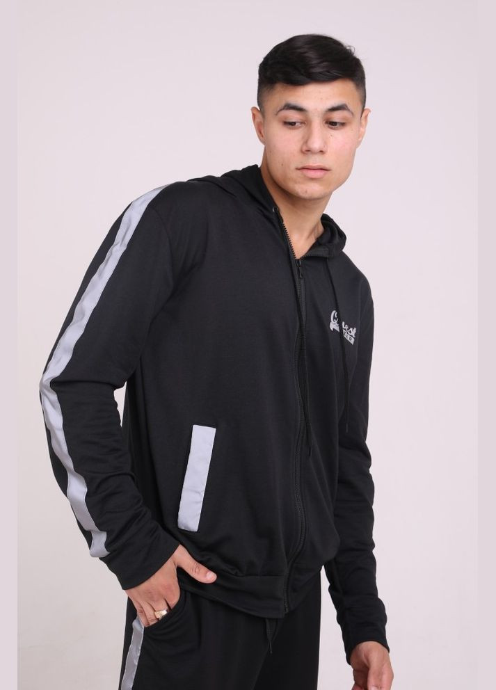 Мужская олимпийка на змейке черная Quest Wear с рефлективными лампасами No Brand (322565267)