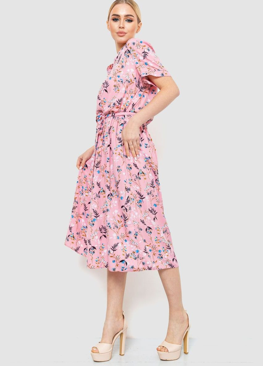 Рожева сукня з квітковим принтом, колір сіро-синій, Ager