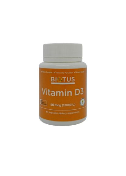 Вітамін Д3, Vitamin D3,, 2000 МО, 60 капсул (BIO530074) Biotus (266039114)