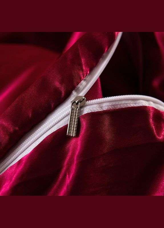 Атласна постільна білизна Євро Кораловий 200 x 220 з простирадлом на гумці (141405-02) No Brand (348095327)