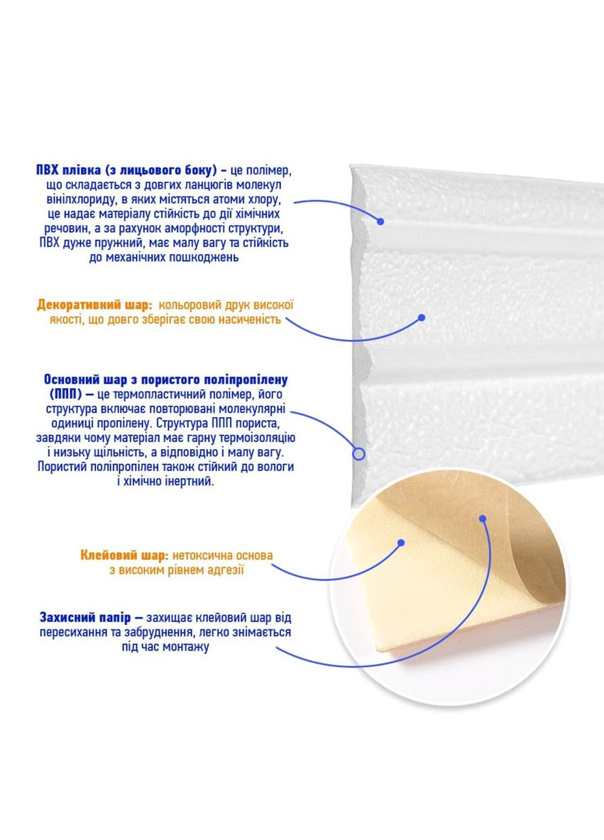 Плінтус РР самоклеючий 2300х70х4мм (D) SW-00001829 Sticker Wall (322429450)