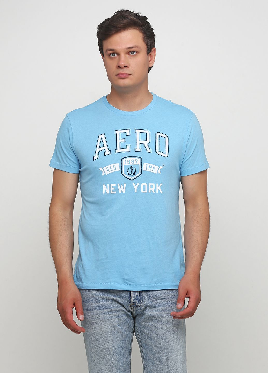 Блакитна блакитна футболка - чоловіча футболка a0115m Aeropostale