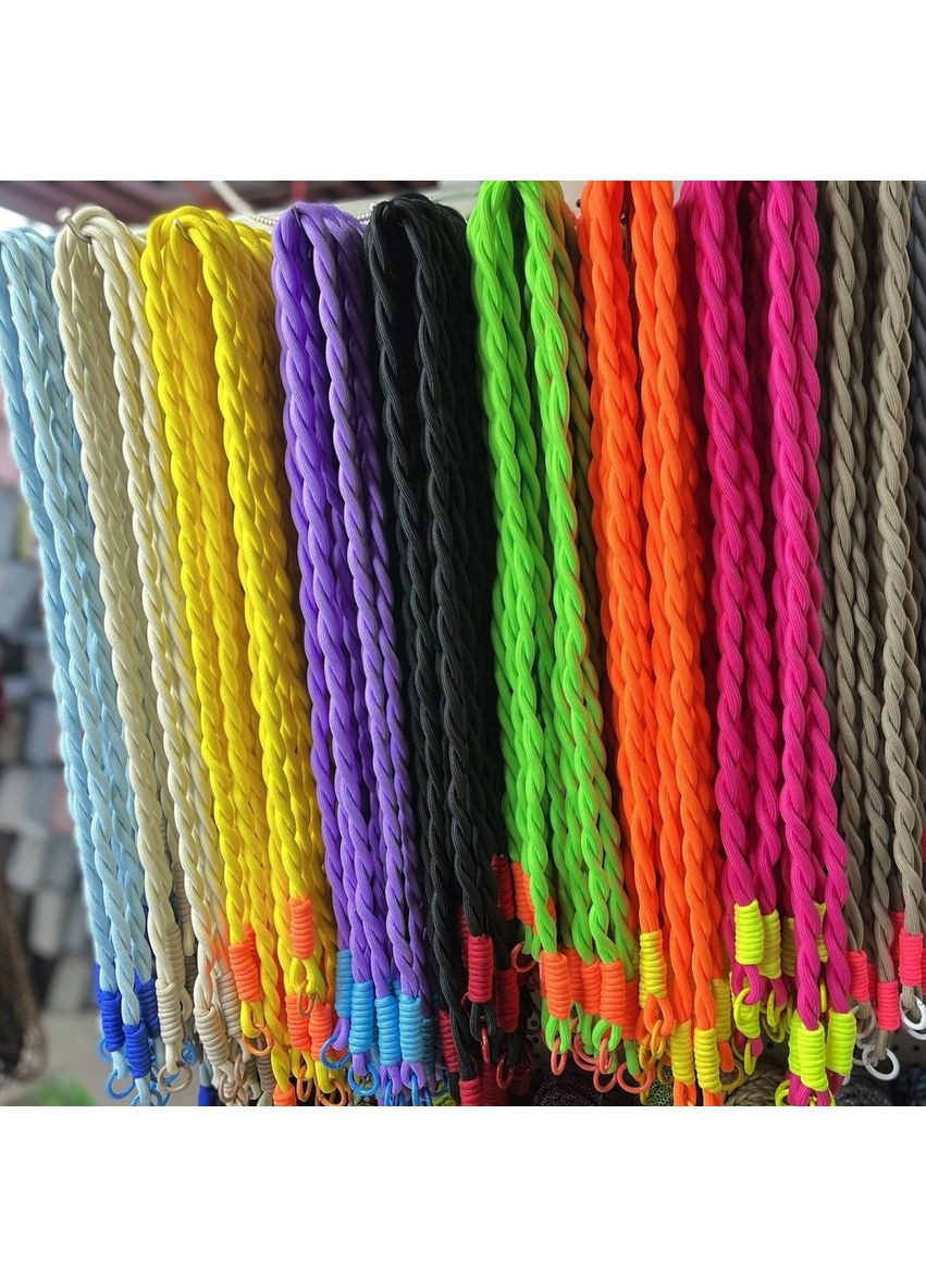 Яркий ремінець-шнурок через плече для телефону зі шнура у вигляді кіски Рожевий No Brand (328958186)