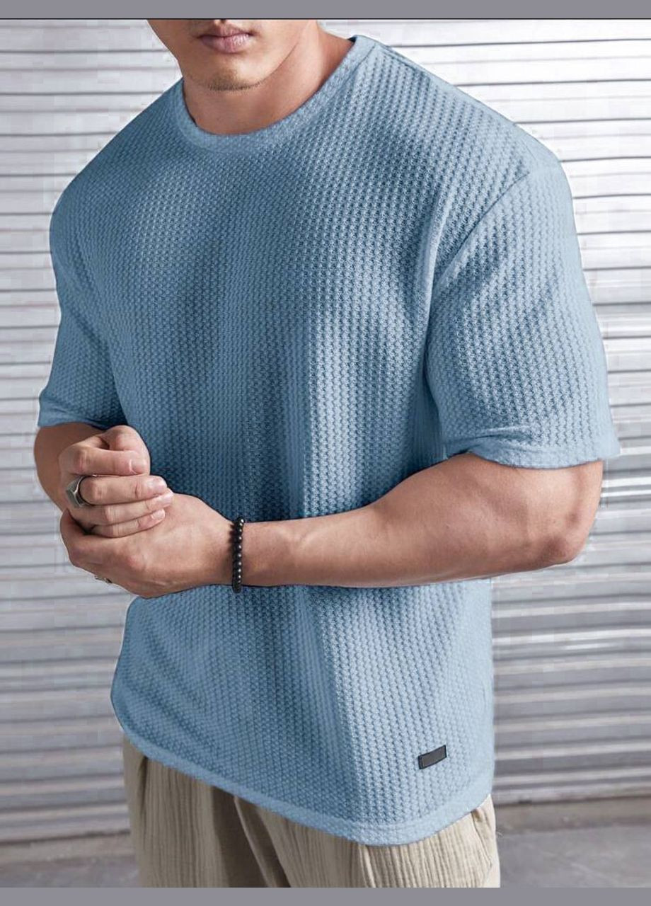 Голубая футболка мужская с коротким рукавом No Brand
