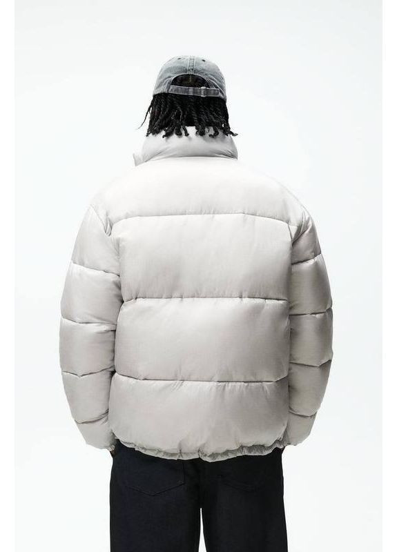Серебряная зимняя стеганая дутая куртка оверсайз Zara