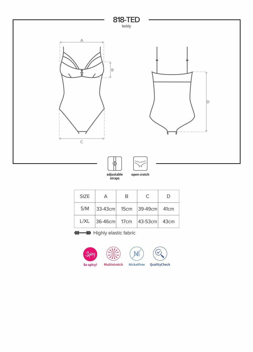 Мереживне боді з доступом 818-TED-1 teddy, чорне - CherryLove Obsessive (339868207)