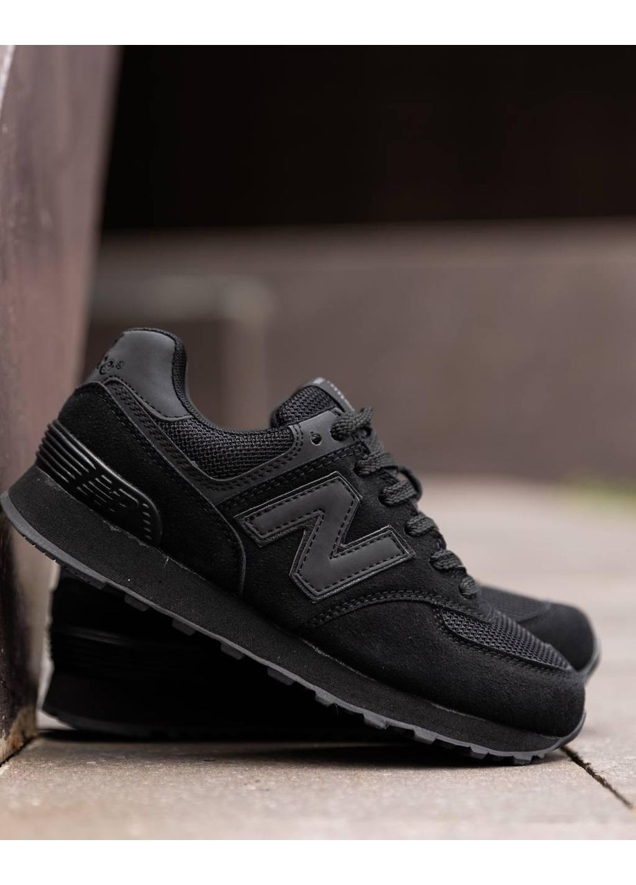 Черные демисезонные кроссовки мужские new balance 574 total black нью беланс 574 No Brand