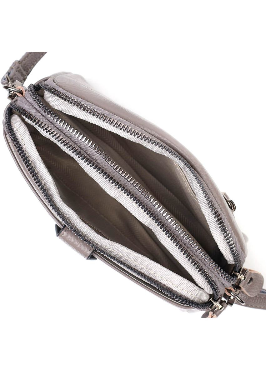 Сумка-клатч у стильному дизайні з натуральної шкіри сіра 19х12х7 см 22099 Vintage (329197870)