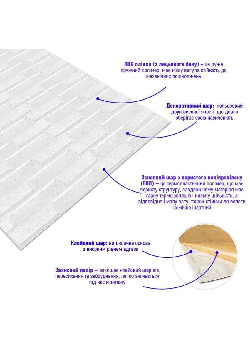 Самоклеющаяся 3D панель 3080x700x5мм Белая Кладка SW-00001759 Sticker Wall (362095215)