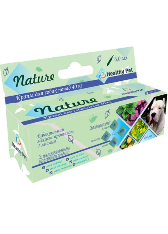 Краплі проти бліх та кліщів Nature для собак вище 40 кг 6,0 мл Ціна за 1 шт Healthy Pet (267727006)
