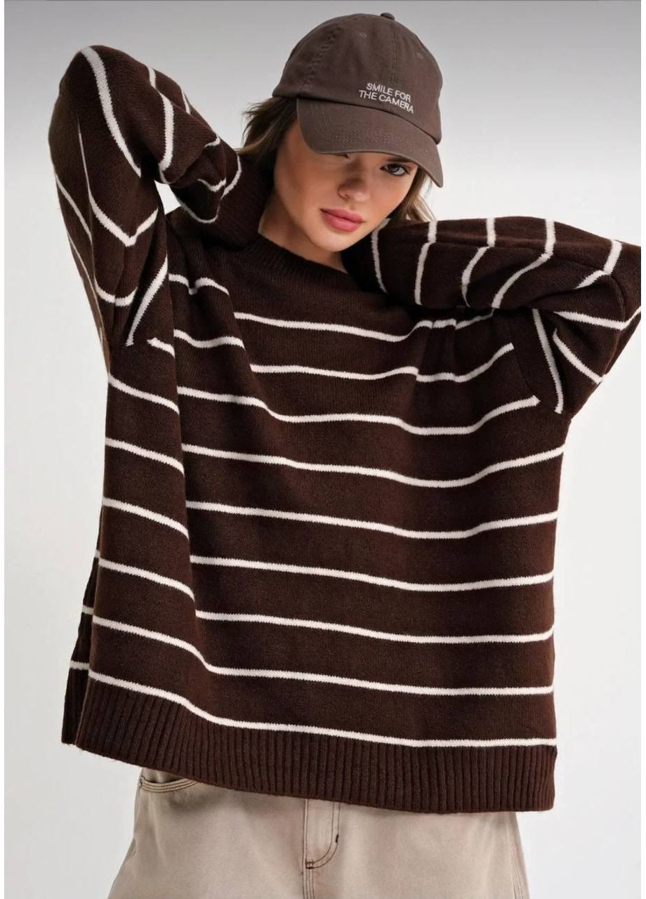 Коричневый демисезонный универсальный вязаный свитер турецкого производства (замеры в описании) DK/DL Мода без кордонів