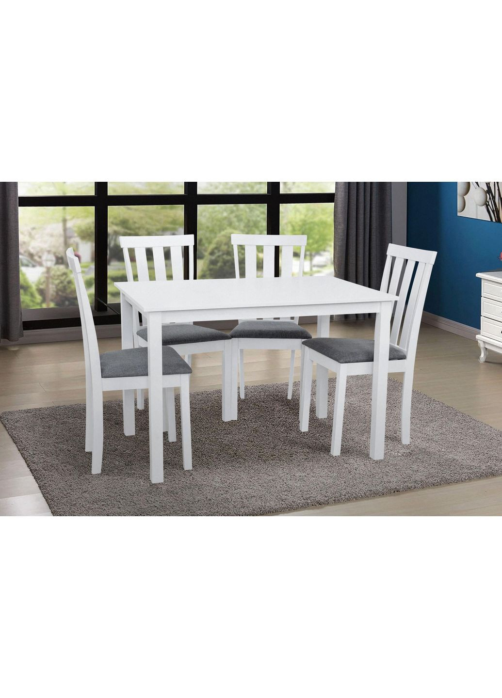 Комплект кухонний Стіл + 4 стільці EUGENE Білий 857509-02 857509 Comfort Line (355467933)