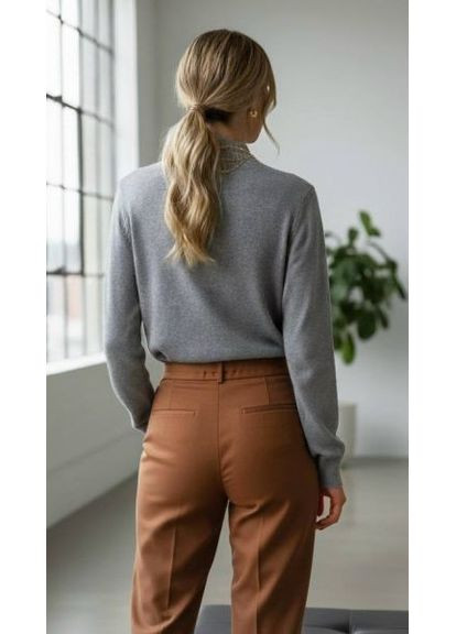 Сірий демісезонний жіночий віскозний светр, бирюзовий, (арт. 326т) No Brand