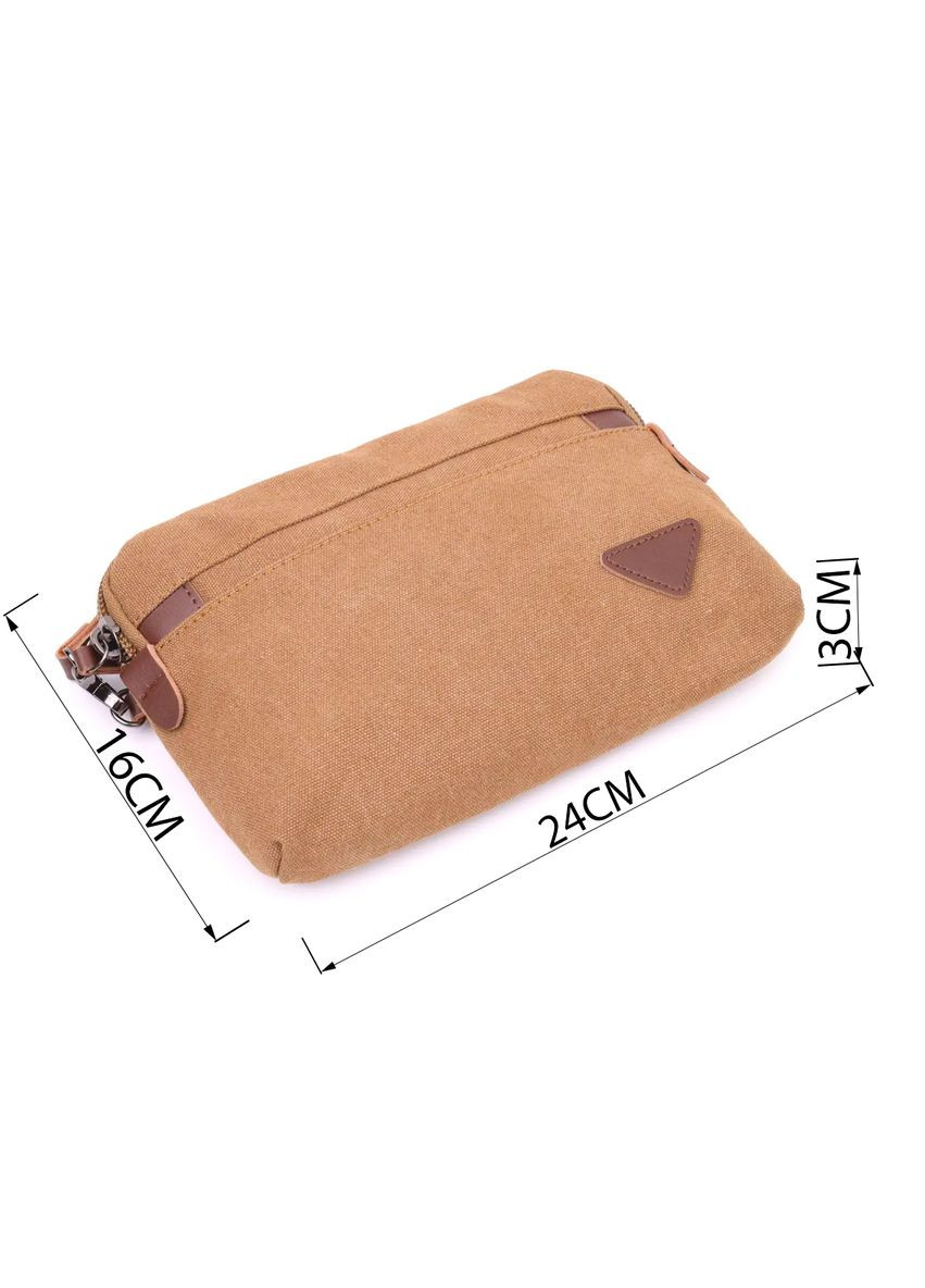 Практичная мужская барсетка текстильная с карманами коричневая (sku_21260) No Brand (328922425)