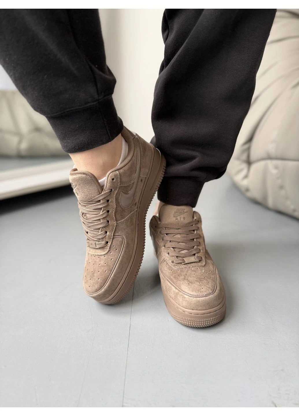 Коричневі кросівки чоловічі nike 1 low mibrown найк аір ретро коричневі демісезон No Brand