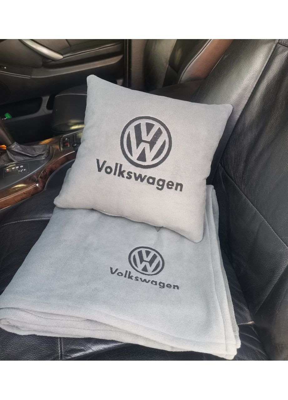 Подушка и плед в автомобиль с вышивкой логотипа "Volkswagen" No Brand (369717546)