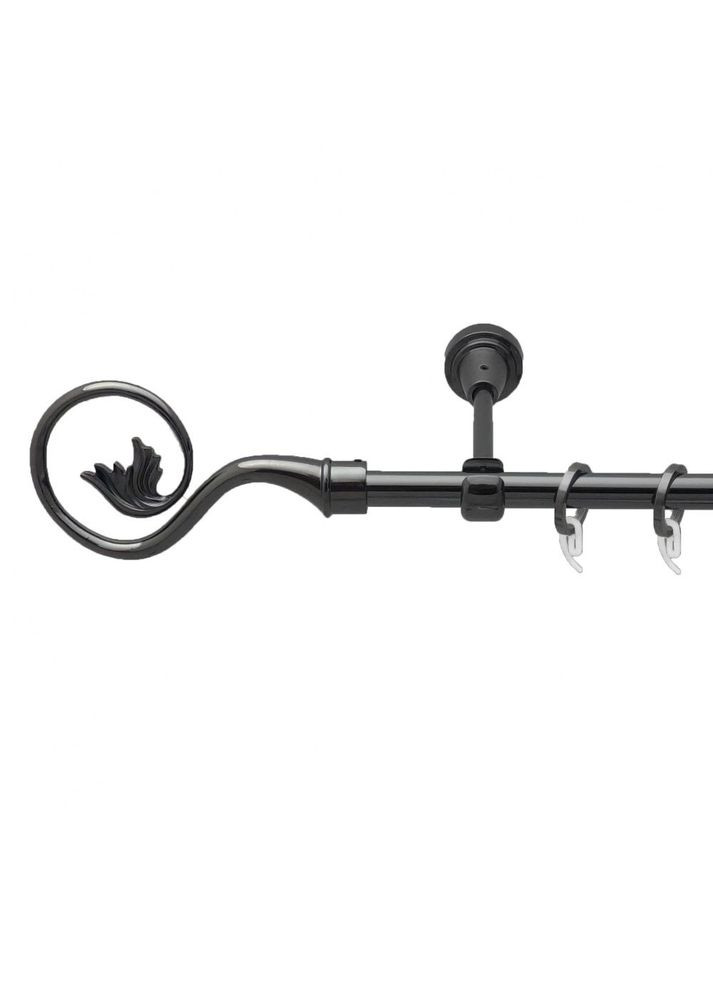 Карниз Ника металлический однорядный открытый гладкая труба кольцо фасонное металлическое Оникс 16 мм 160 см (4713202) ORVIT (300843641)