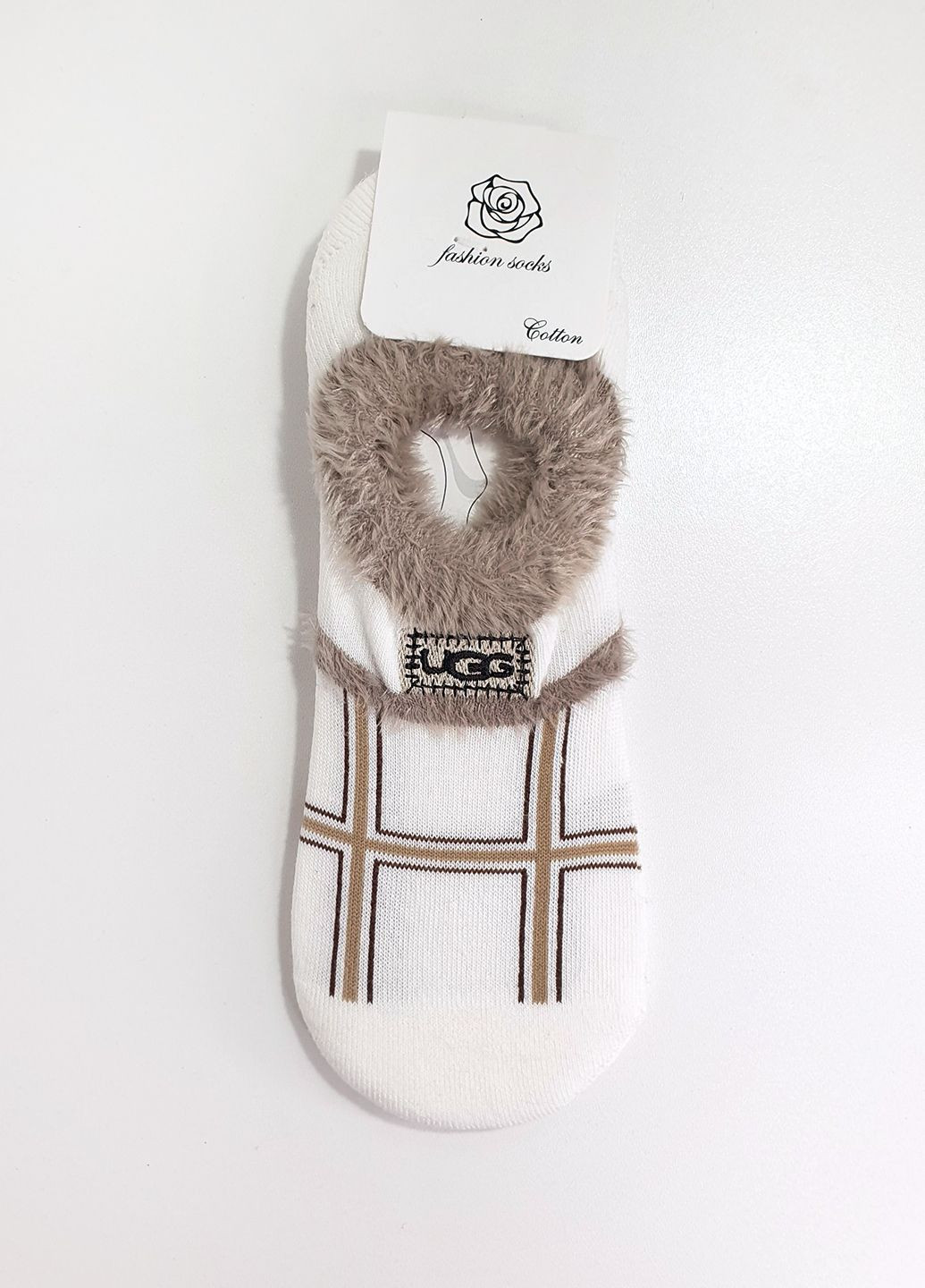 Белые женские махровые следки UGG геометрические (367185060)