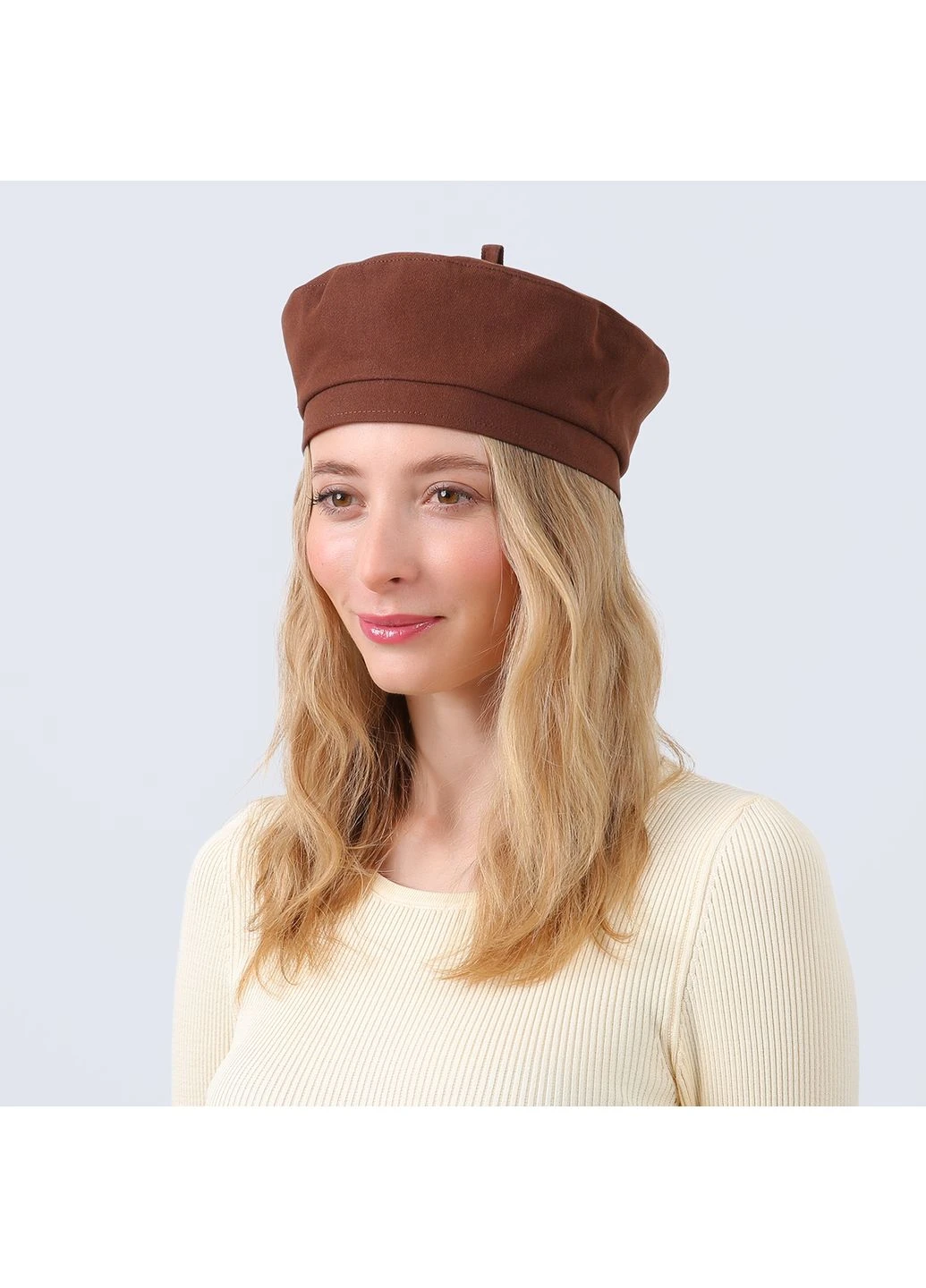 Берет женский коттон коричневый ЛАУРА LuckyLOOK 009-759 (393399594)