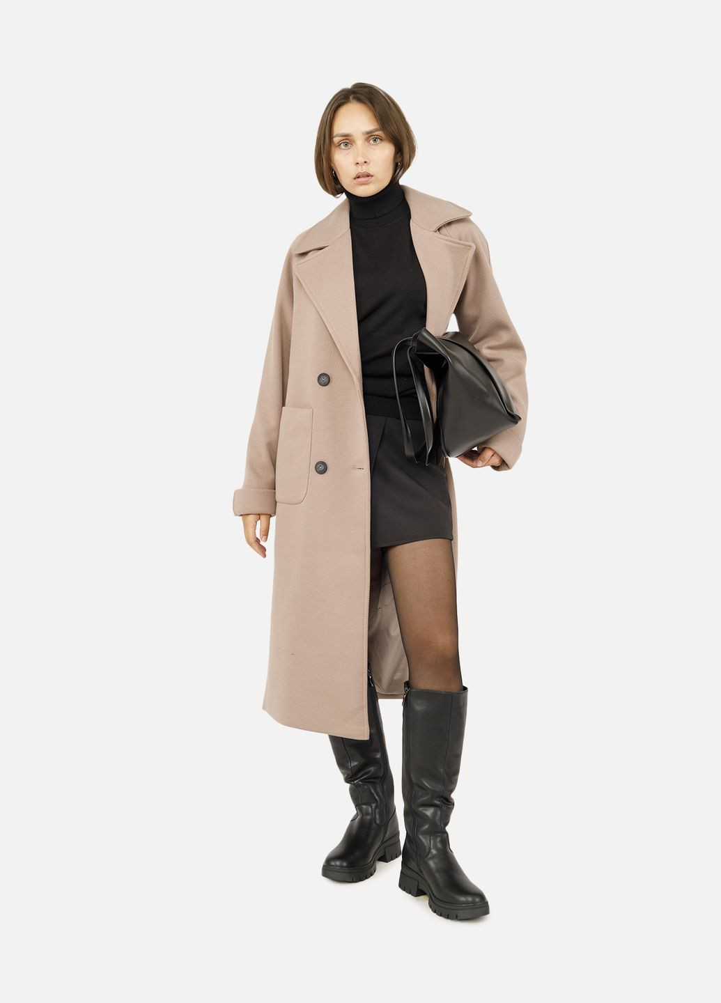 Кавове демісезонне Жіноче довге пальто колір капучино ЦБ-00259137 Vik Mar