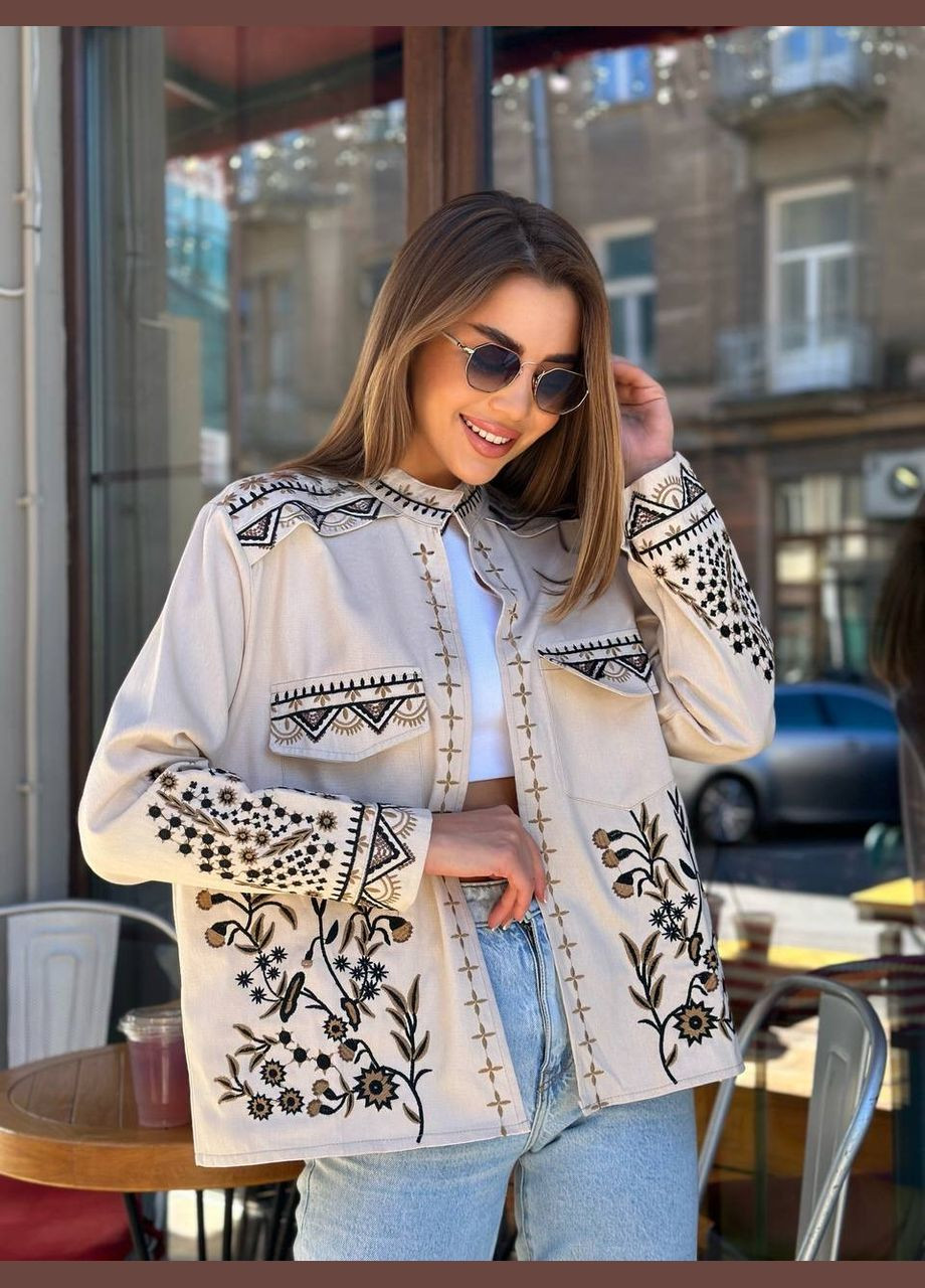 Жіноча вишиванка-жакет Щедра молочна ESQ 4532 (305395999)