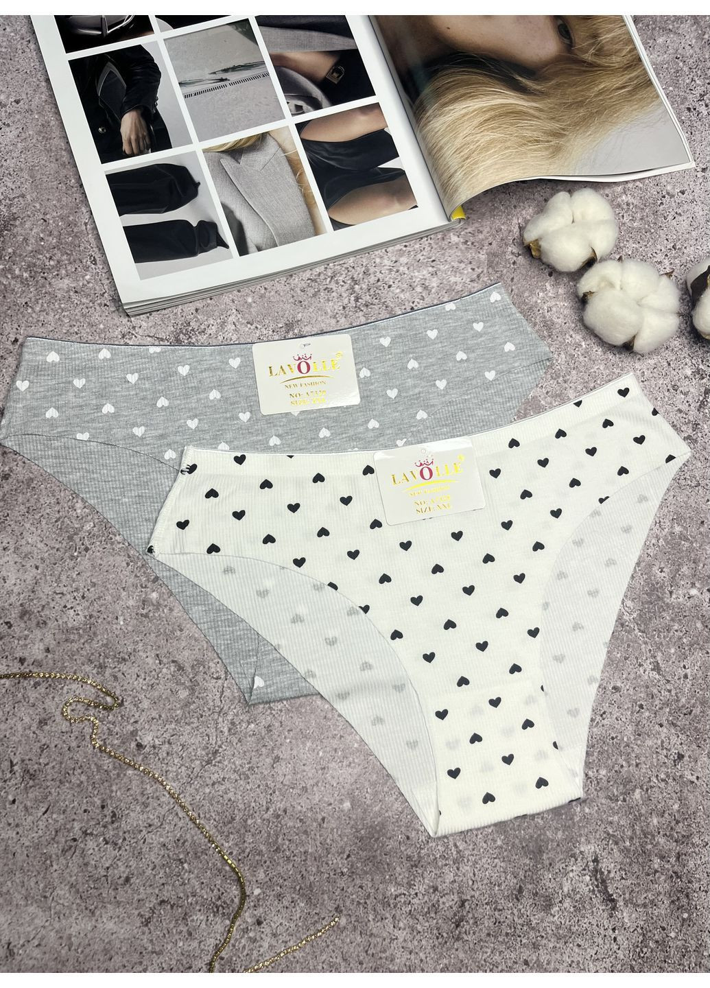 Трусики в рубчик набор 2 шт. Lavolle (362205822)