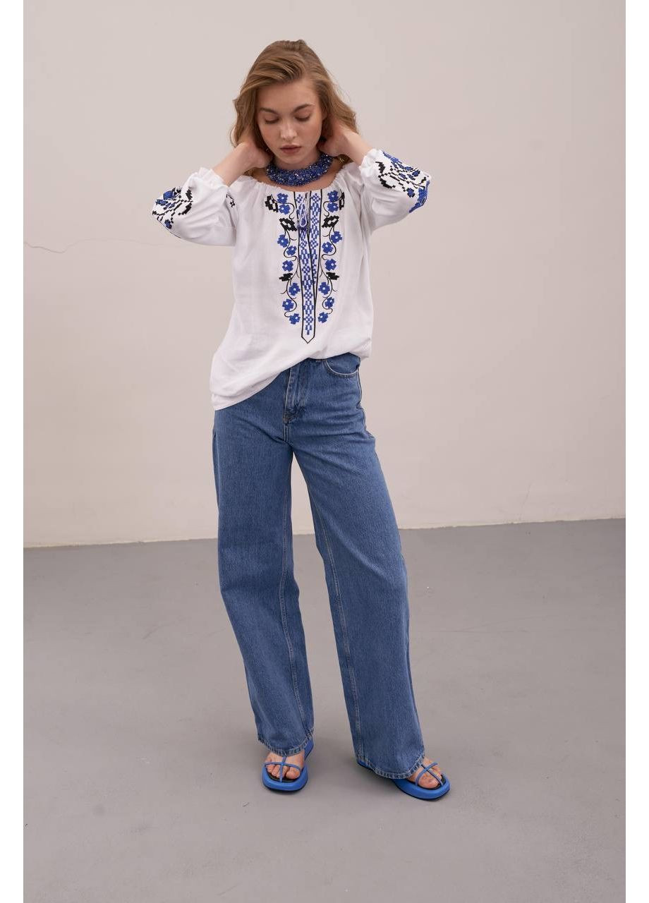 Жіноча вишиванка Весняні мрії біла з синім Galychanka 1656 (353849275)