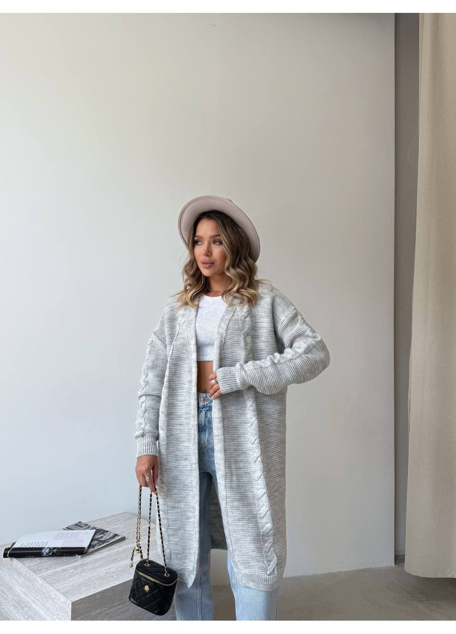 Серый демисезонный кардиган No Brand