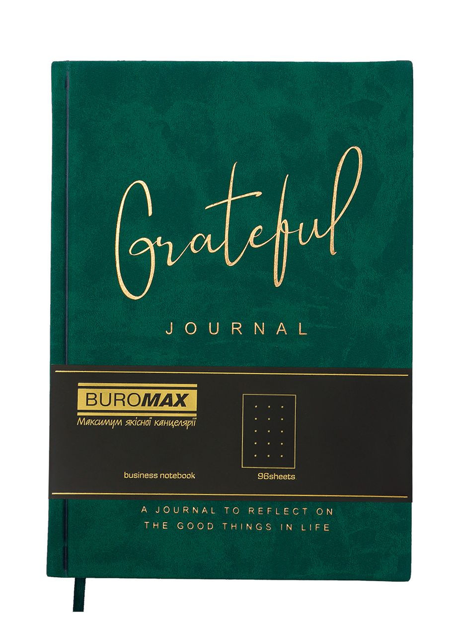 Блокнот А5 96 арк. Grateful еко шкіра крапка зелений Buromax (314933833)