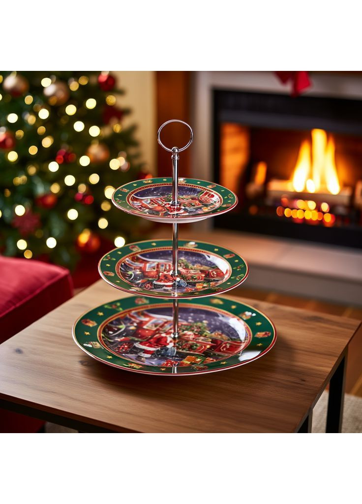 Етажерка для фруктів та десертів Santa порцелянова 34 см Yiwu (369960236)