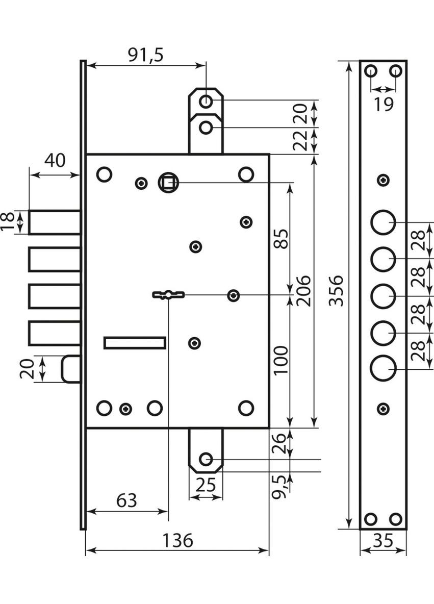 Art. 52783DM2854 (TSBM) Замок 5-риг под тяги Mottura (322520180)