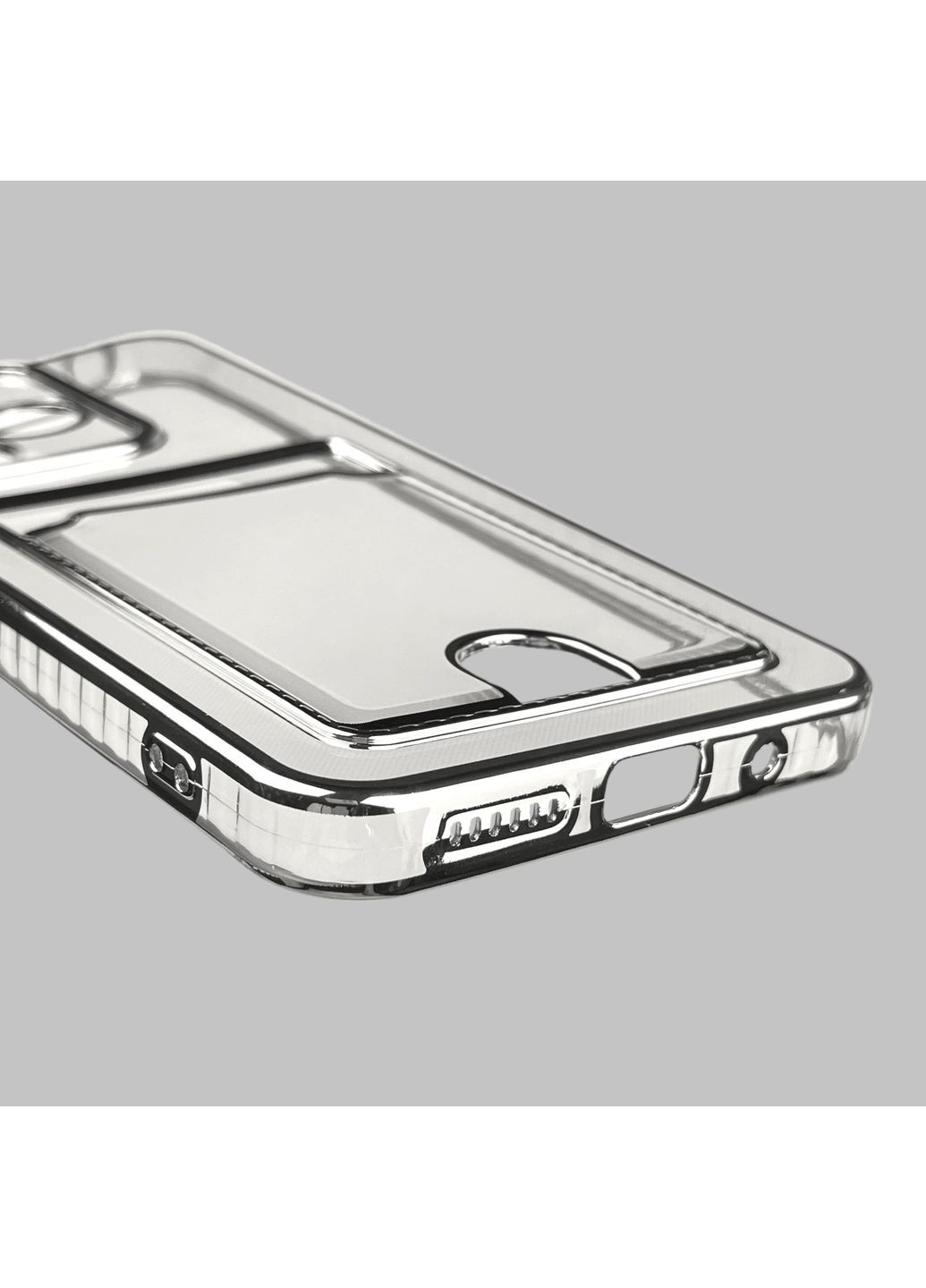 Чохол для POCO M6 4G зі срібною окантовкою з кишенькою для карток на сяомі поко м6 срібний Xiaomi (366022575)