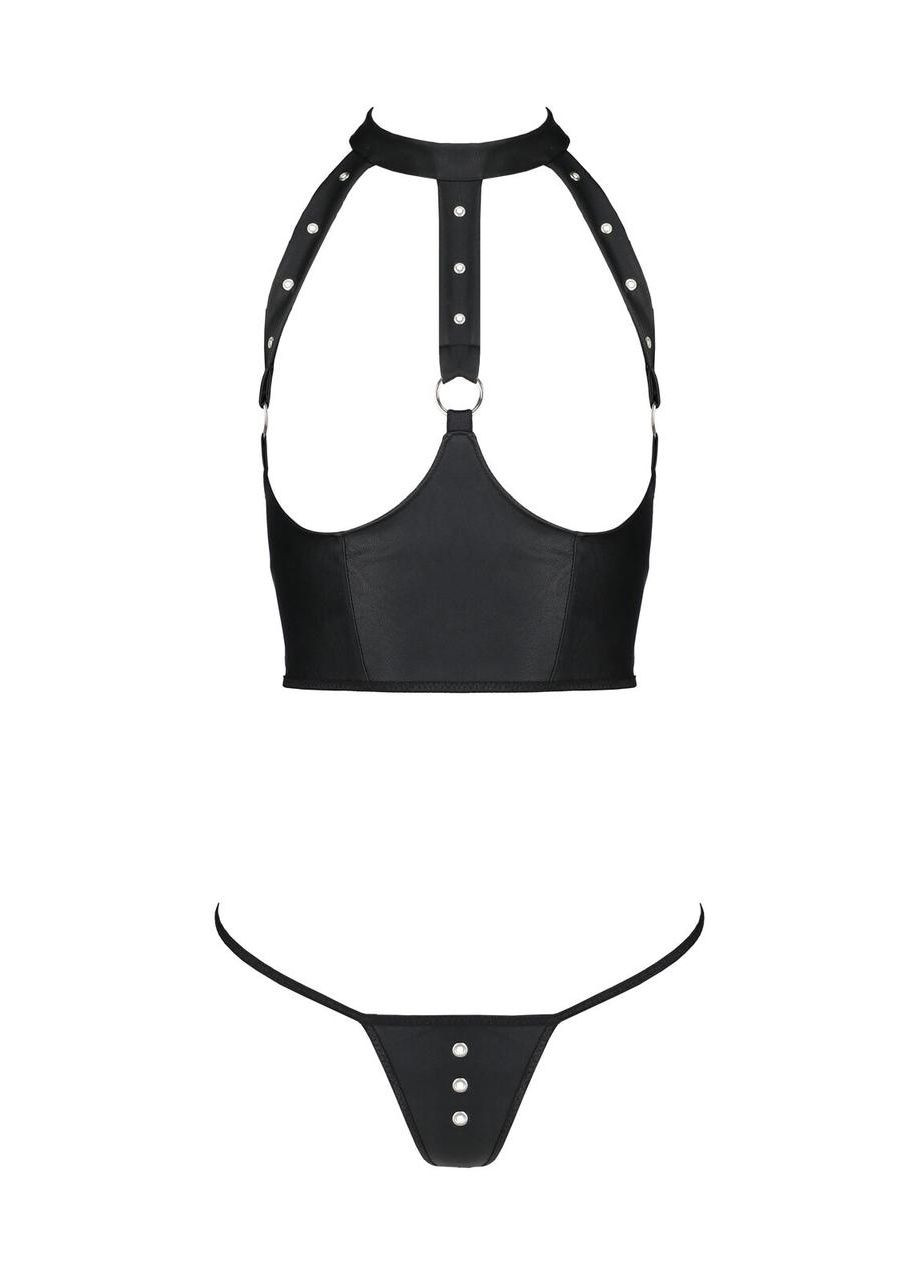 Чорний демісезонний genevia set with open bra black l/xl - Passion