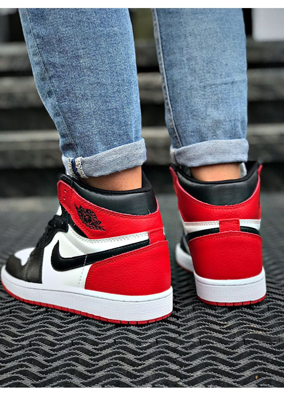 Комбіновані всесезон кросівки air jordan retro 1 black red white Nike --3633