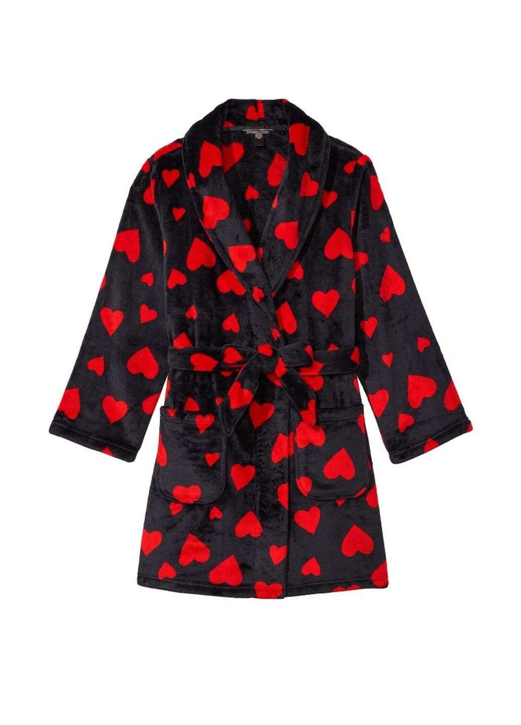 Халат Short Cozy Robe Black Lipstick Hearts Victoria's Secret (332796295)