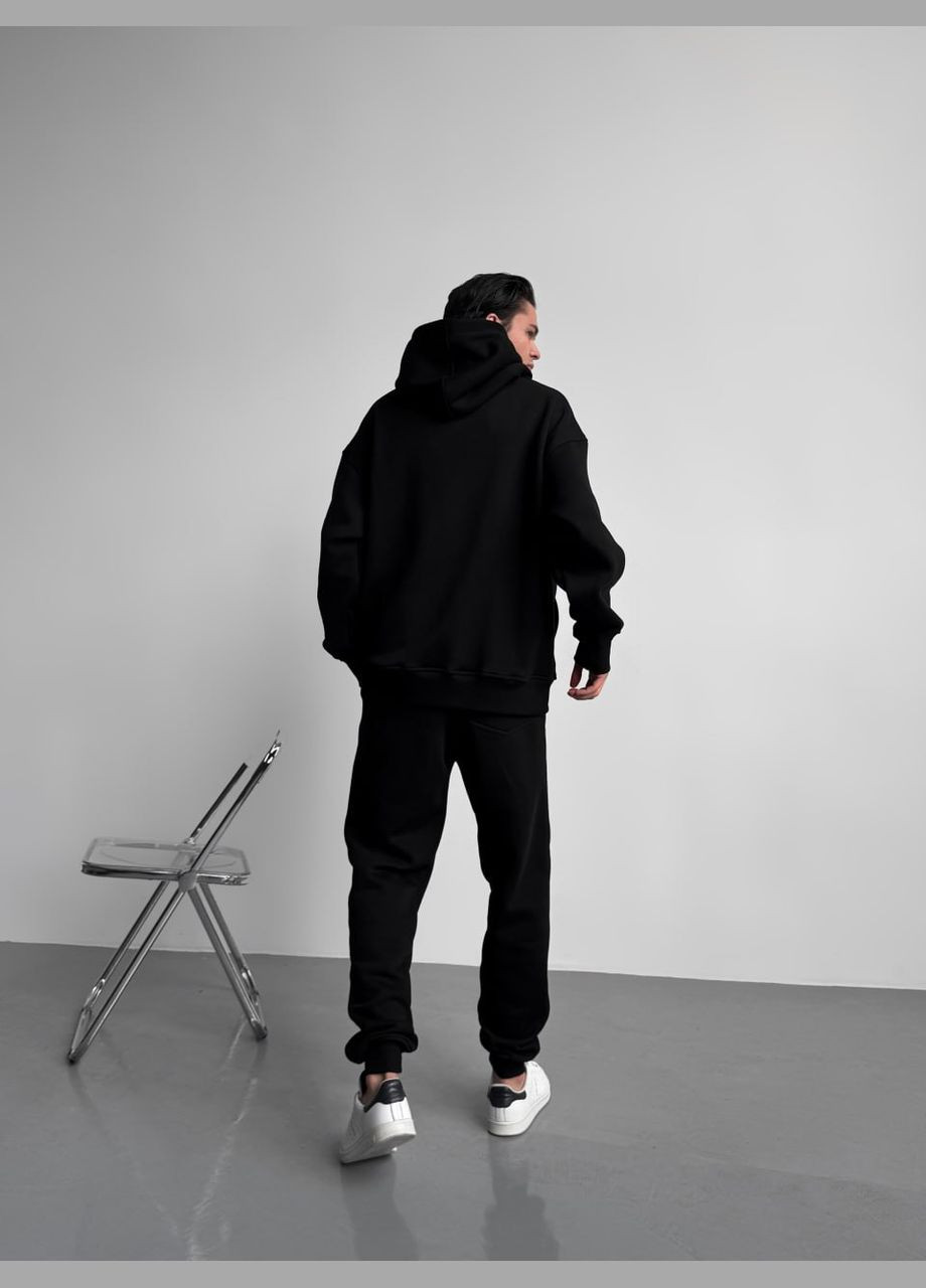 Оверсайз спортивний костюм з начосом over унісекс худі чорний чорні штани Stylish Touch (313400632)