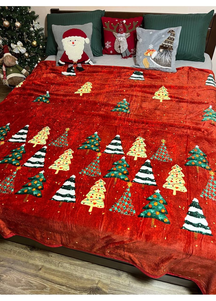 Новорічний флісовий плед ялинки (євро) Vishnya (365715764)