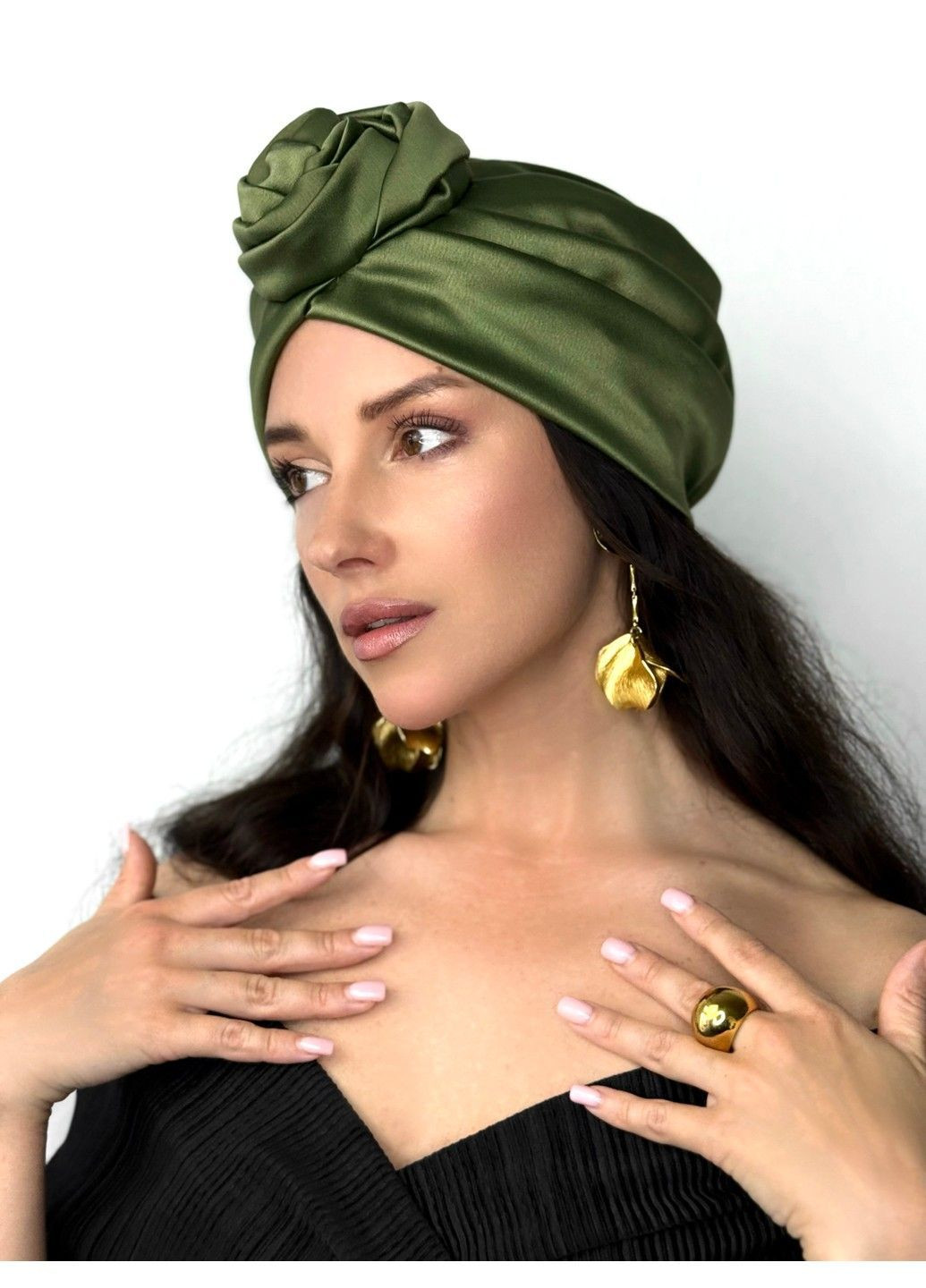 Атласный тюрбан с цветочком BANDANA QUEEN (366239299)