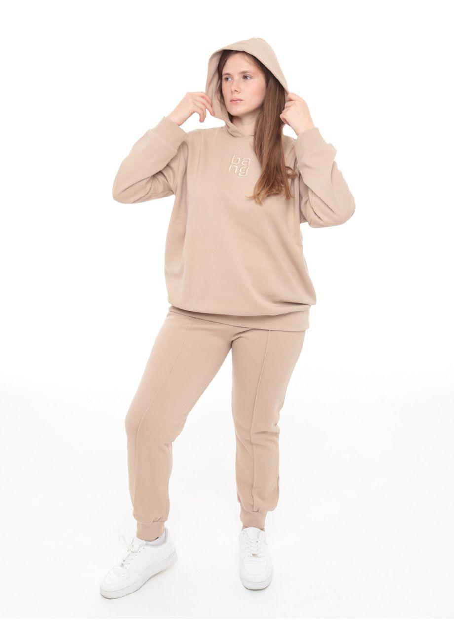 Спортивний костюм жіночий бежевий тринитка штани з худі JEANSclub Пряма (302879225)