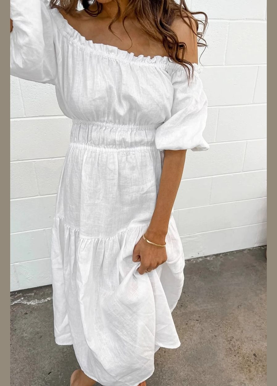 Білий біла сукня максі з бавовни 111224 No Brand