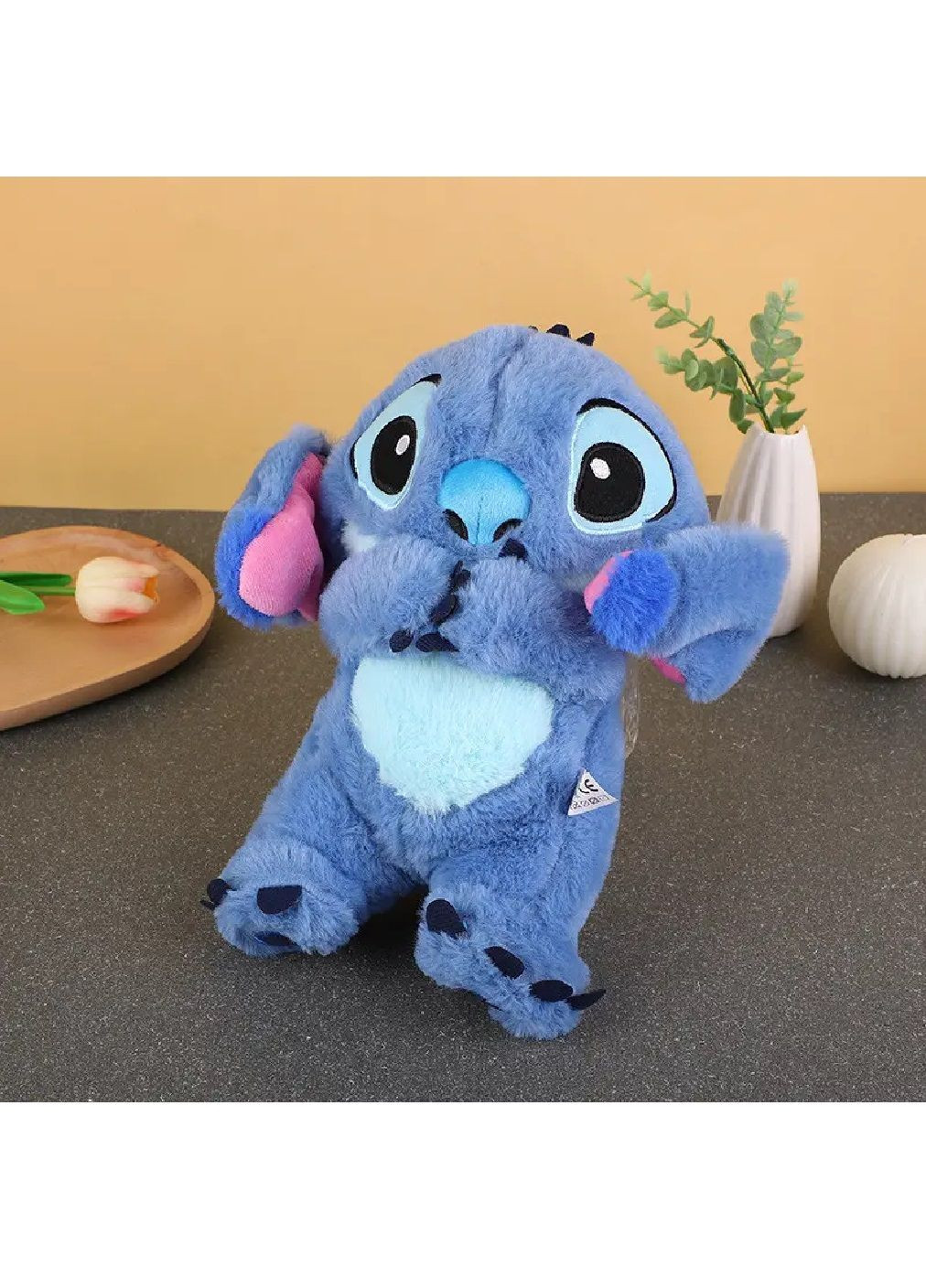 М'яка плюшева іграшка з музикою підсвіткою живленням від батарейок для дітей малюків 30 см (480585-Prob) Стіч Unbranded (338476637)