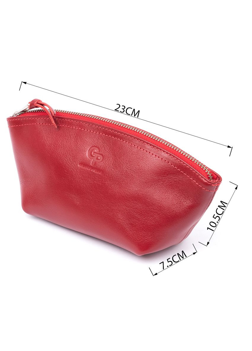 Жіноча косметичка з натуральної шкіри із дзеркалом на блискавці червона (sku_11303) No Brand (330012858)