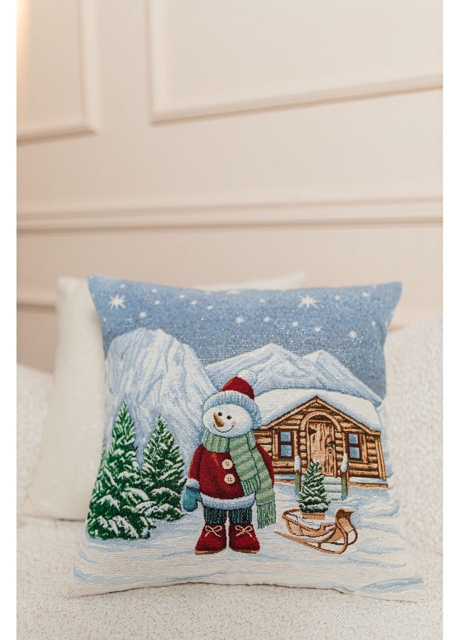 Новогодняя наволочка на подушку 45х45 см, гобеленовая. No Brand (360890032)