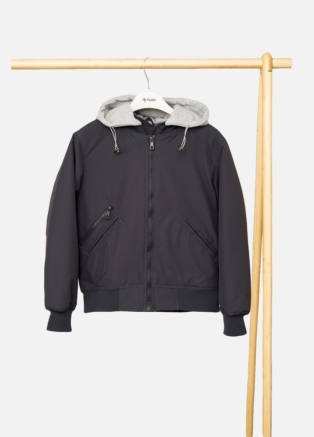 Темно-серая демисезонная куртка-бомбер для мальчика цвет темно-серый цб-00267734 SANMAO