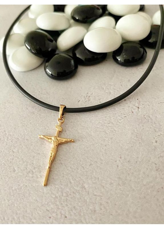 Каучук + Хрестик. Позолота. Каучуковий Шнур, Шнурок No Brand (361029323)