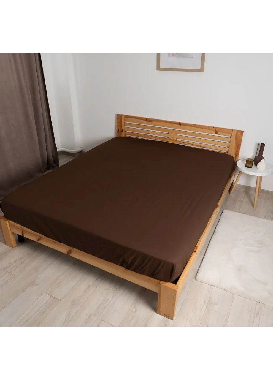 Простирадло з резинкою 200*200 см Ранфорс гіпоалергенне Коричневе (21760200200) ТЕП (365851659)