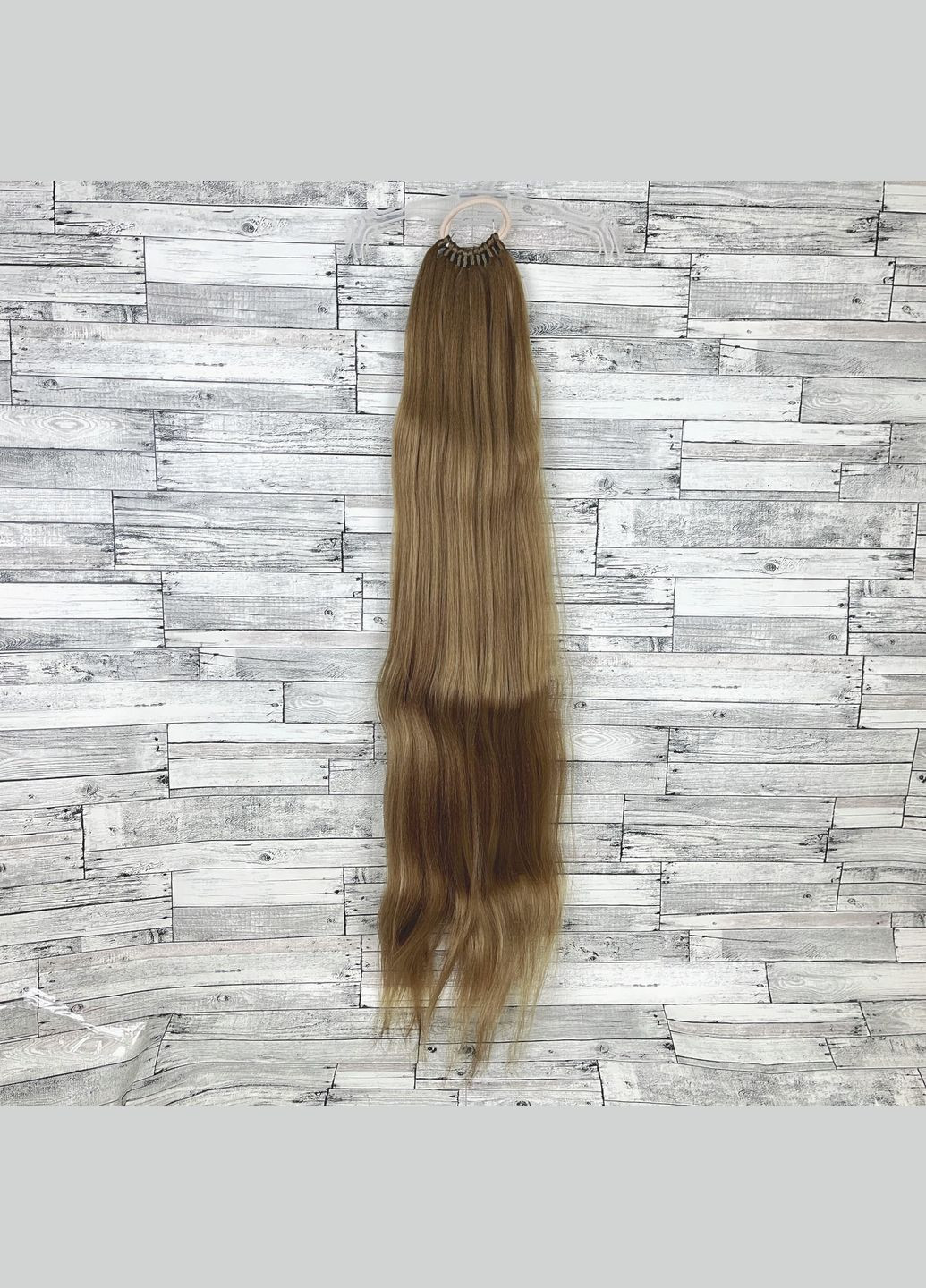 Накладний хвіст світло-русявий прямий No8 на гумці шиньйон термосхідний рівний No Brand 1056 (328450773)
