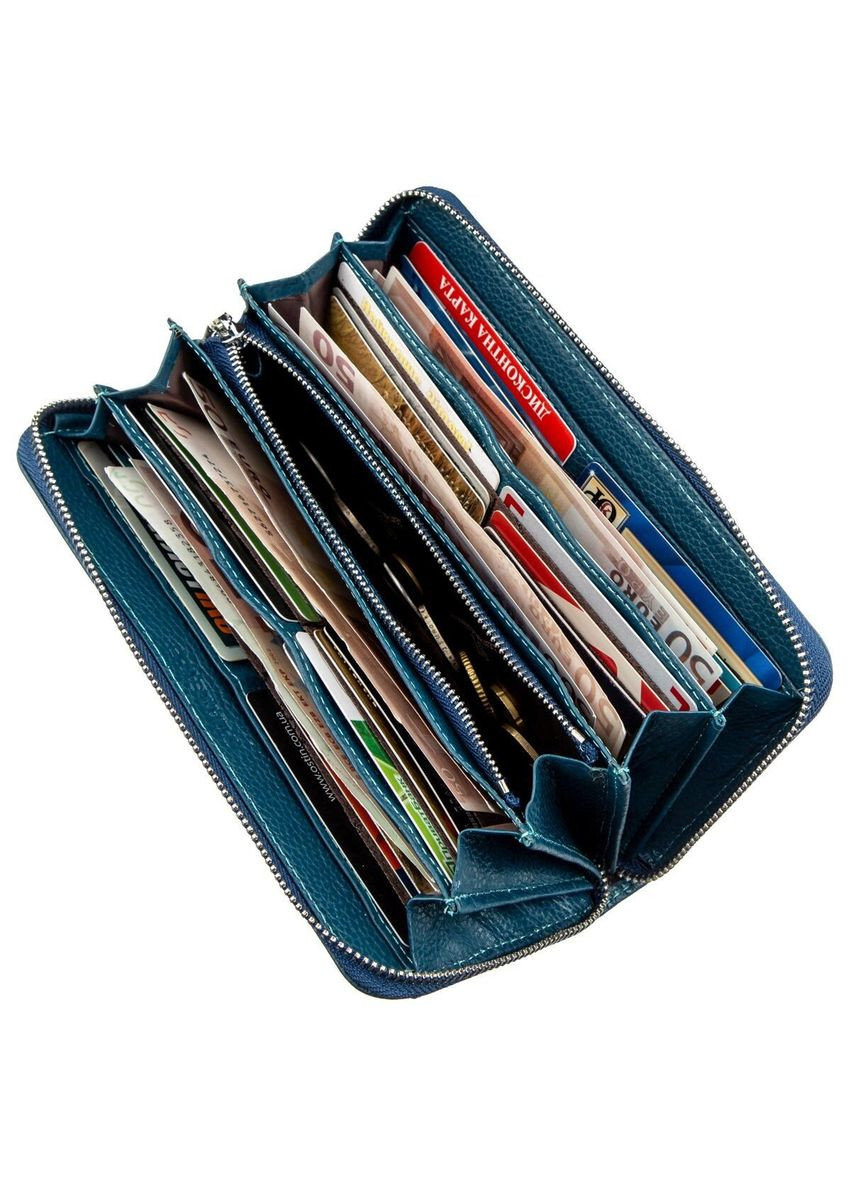 Женский клатч-визитница на молнии с множеством отделений голубой (sku_18861) No Brand (328218613)